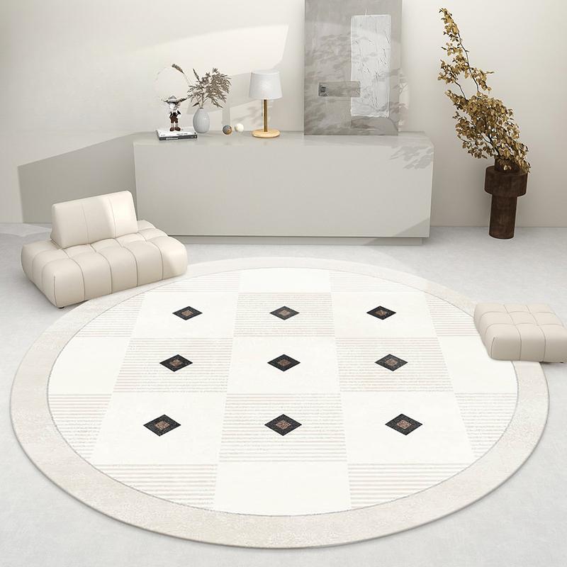 Light Luxury Living Room Decoration Round Carpet French Style Rugs for Bedroom Thick Plush Lounge Floor Mat Home Fluffy Soft Rug