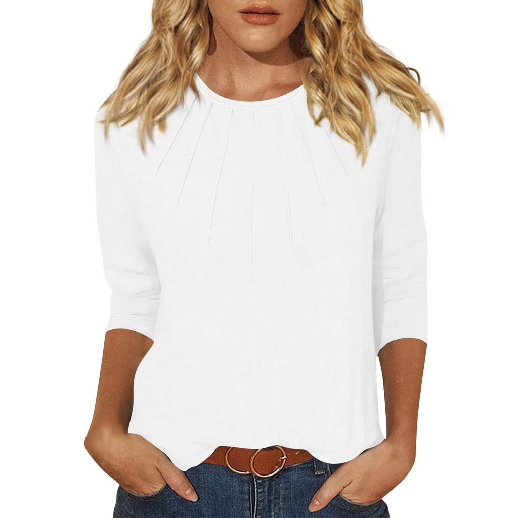 Women's Fashion Daily Versatile Casual O-Neck Three Quarter Sleeve Top