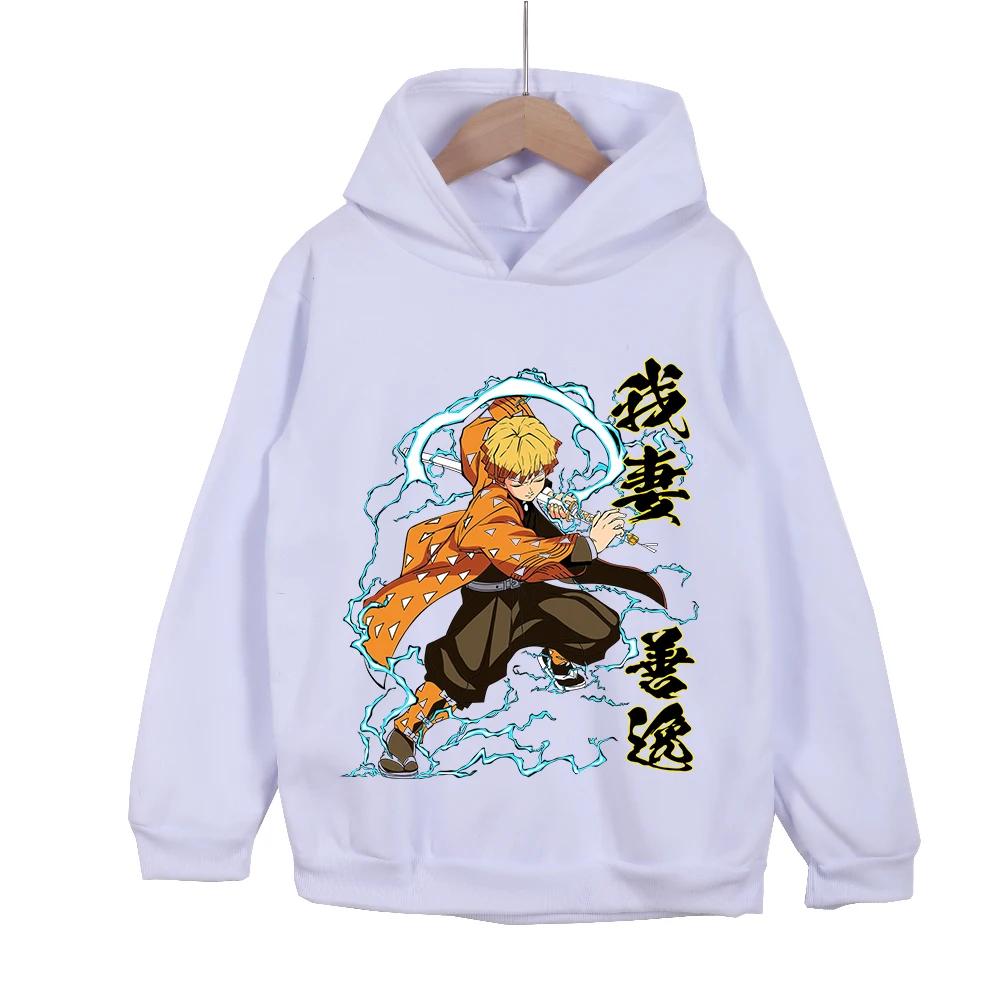 Demon Slayer Zenitsu Agatsuma Kids Hoodie Anime Graphic Print Boys Girls Casual Pullover Sweatshirt