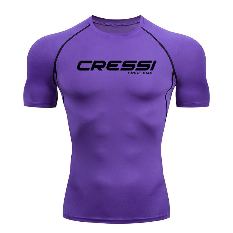 Men Surf SunscreenDiving Suit Rash Protection T-Shirt Swimsuit Tight Short-Sleeved Swimming Floating UV