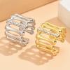 Elegant French Retro Geometric Diamond Inlaid Adjustable Ring