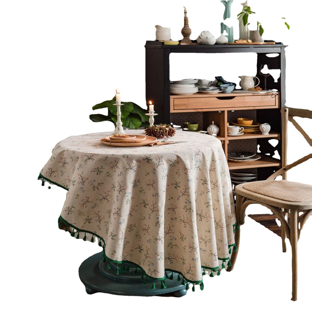 Tablecloth Floral Printing Dining Table Cloth Cotton and Linen Round Fabric Small Round Table
