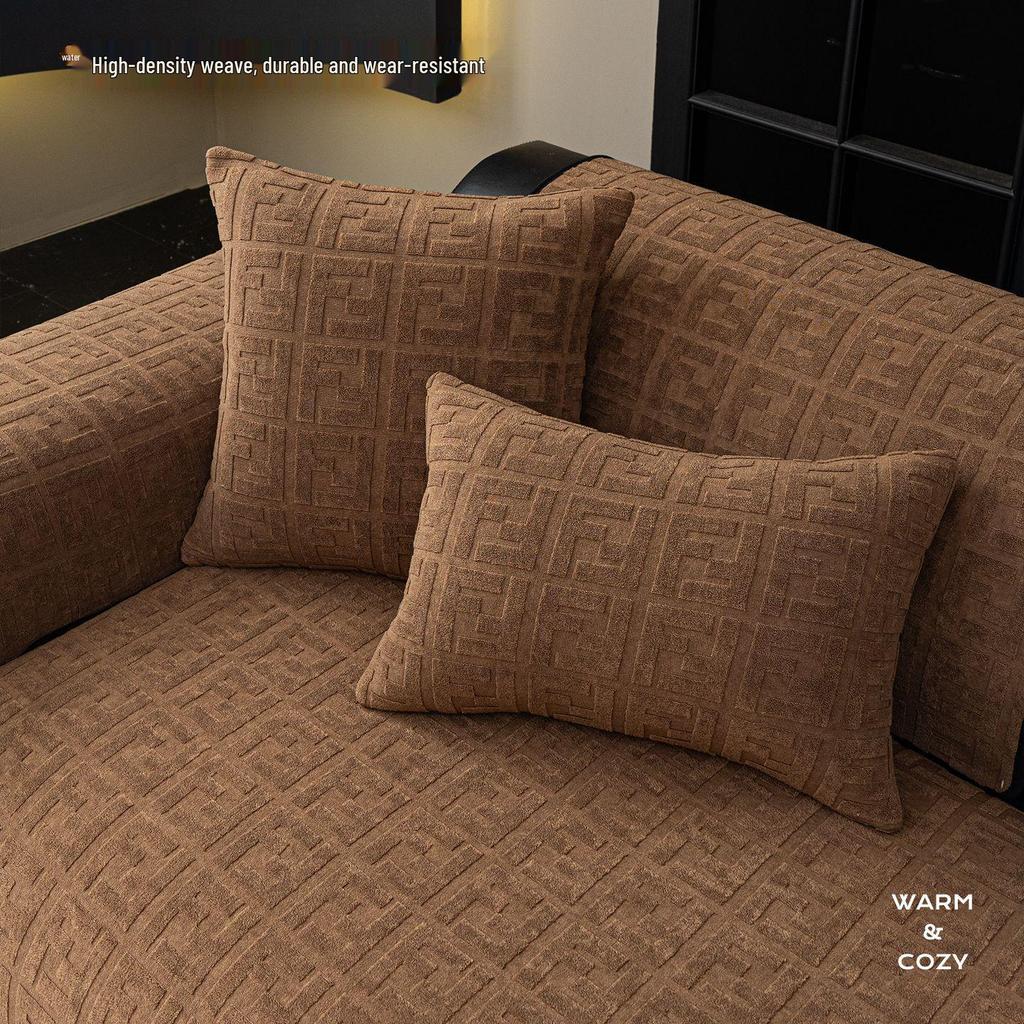 2025 Retro Style Plush Sofa Cushion Cover, Non-slip & Thickened for All Seasons