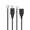 Male To Female 3a USB 2.0 Extension Connector Pair Tail Open Connection Serial Cable Pigtail 4 Core 2 Wire Usb Data Cable