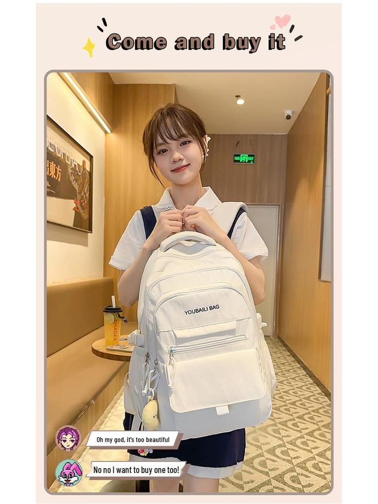 Versatile Candy Color Backpack: Lightweight, Spacious Double Shoulder Bag for Middle and High School Students