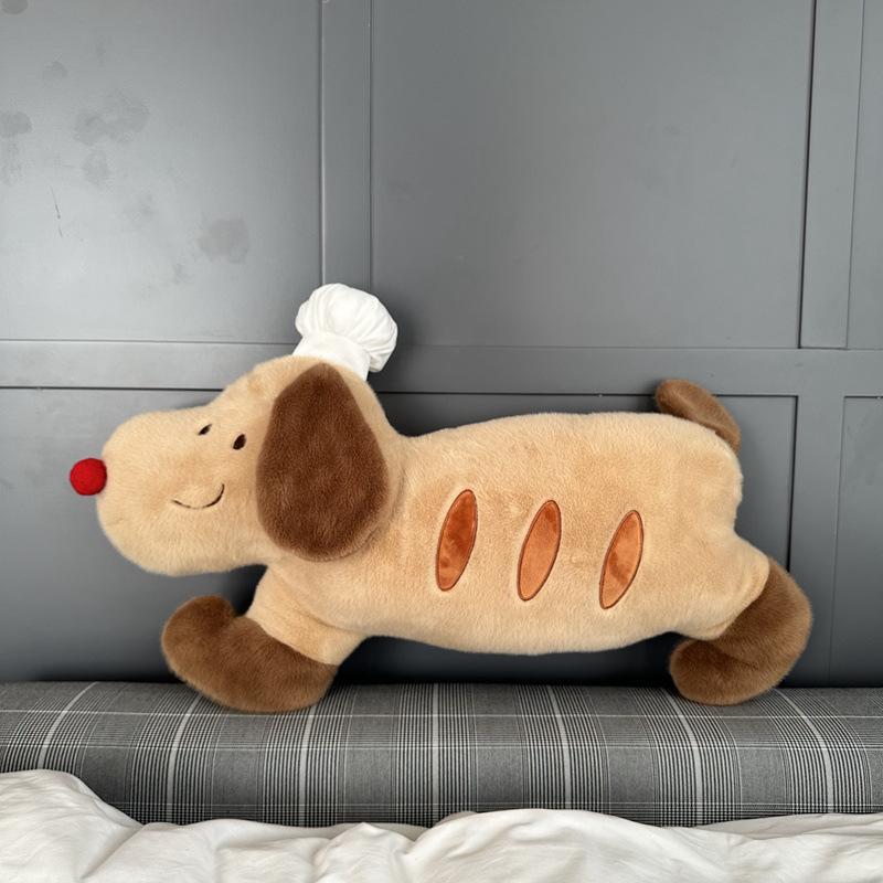 New Original Toy Chef Baguette Dog Healing Cushion Soft and Comfortable Plush Puppy Pillow