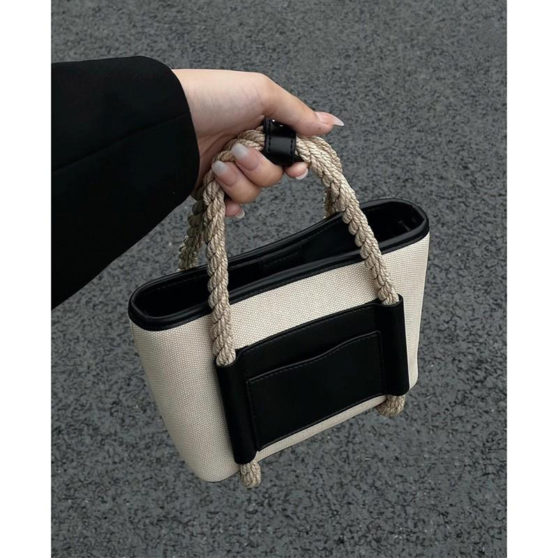 This s Popular Small Bags Women Are Popular. 2025 New Niche Design Woven Portable All-match Vegetable Basket Tote Bag хаки