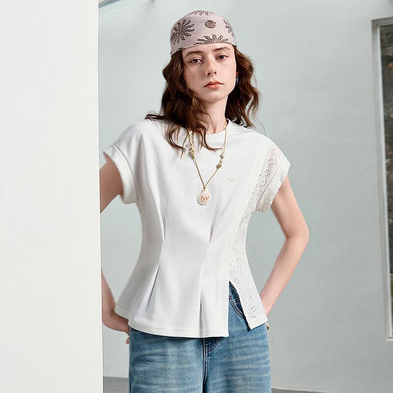 Chuyu Women's Lace Patchwork Short Sleeve T-shirt