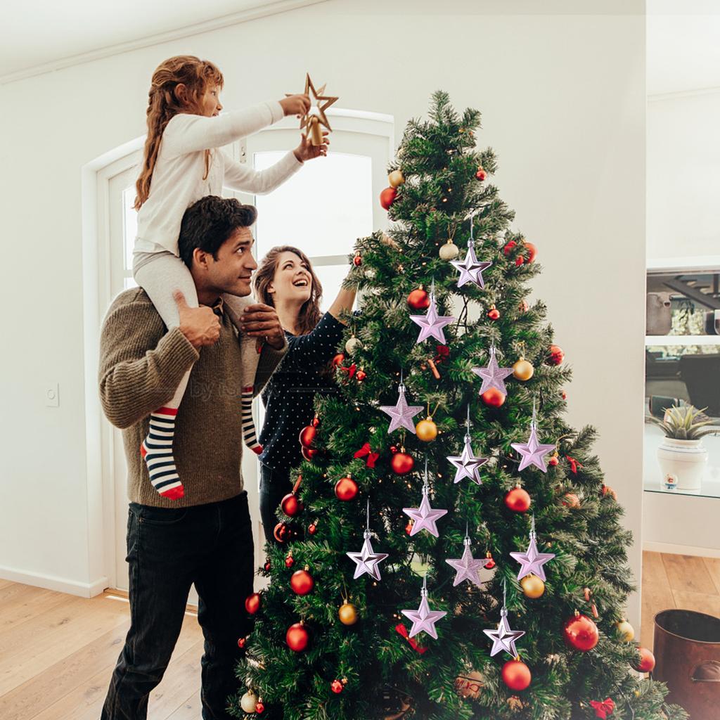 18Pcs Star Decor Christmas Hanging Tree Ornament Festive Five Pointed Design for Home Office School Xmas Display