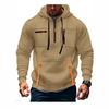 2025 Men's Multi-Zipper Pocket Hooded Sweatshirt - Spring/Autumn Solid Color