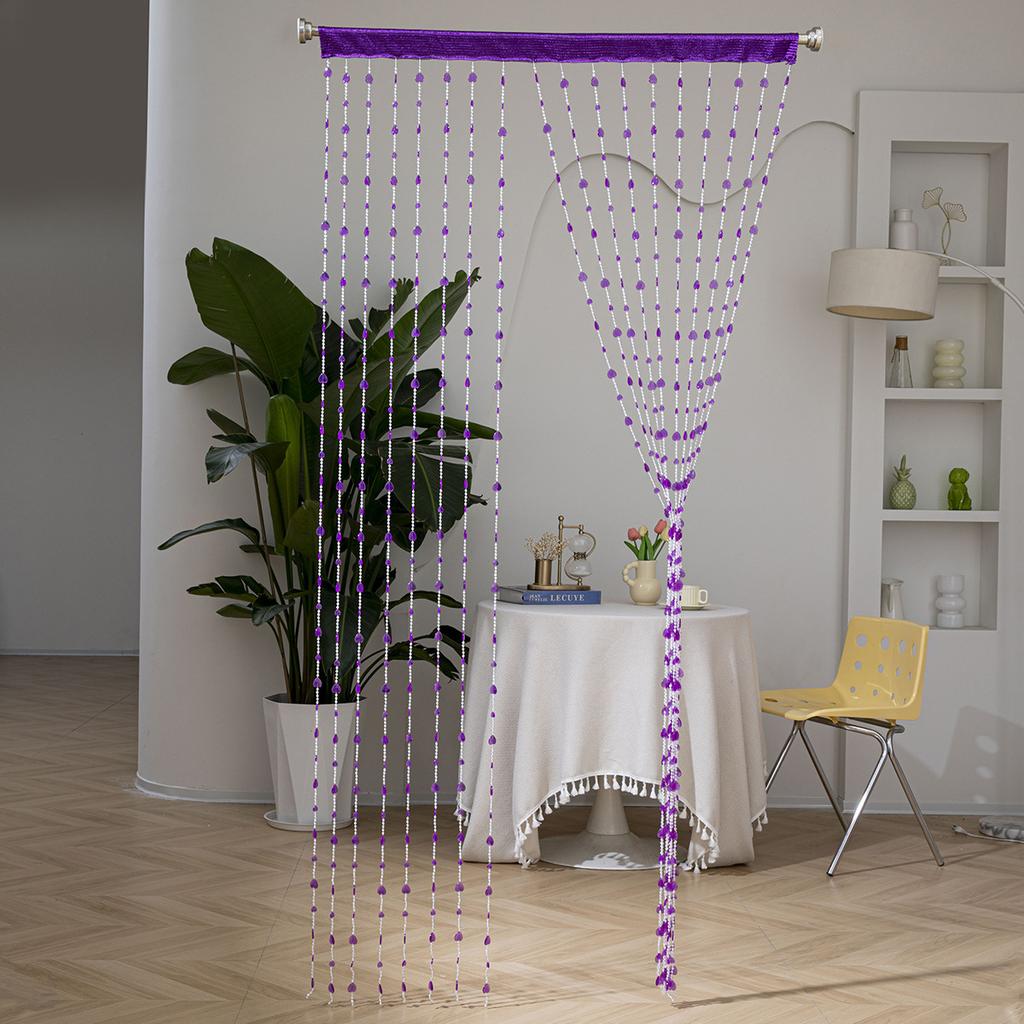 100 X 200cm Door Curtain 18 Strands Crystal Clear Heart Shaped Beads Divider Curtain for Living Room Bedroom
