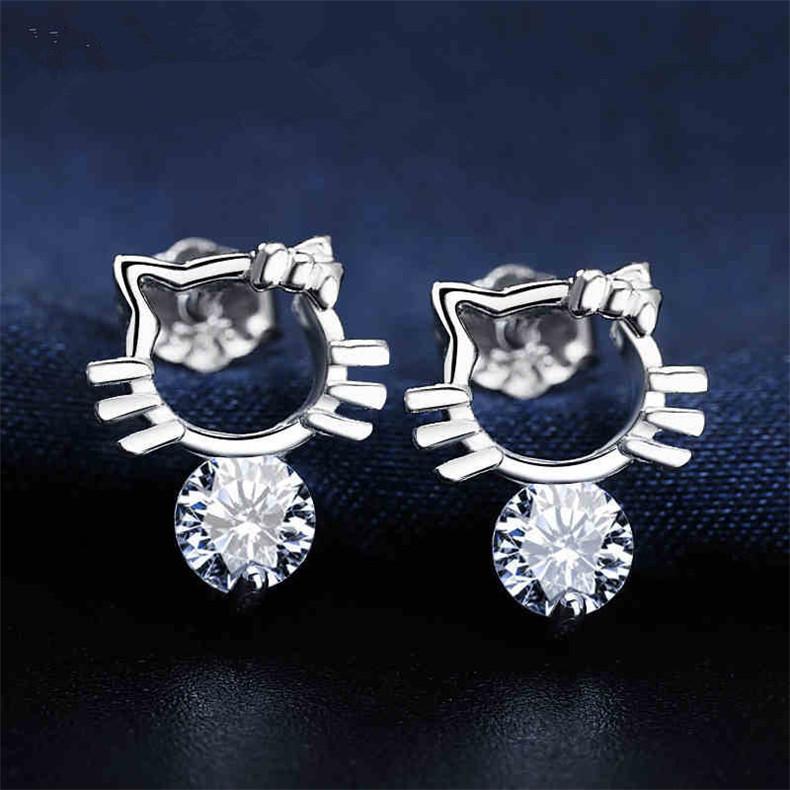 925 Sterling Silver Stud Earrings AAA Zircon For Women High Quality Exquisite Student Girlfriend Jewelry Accessories Heart GiftGood Product