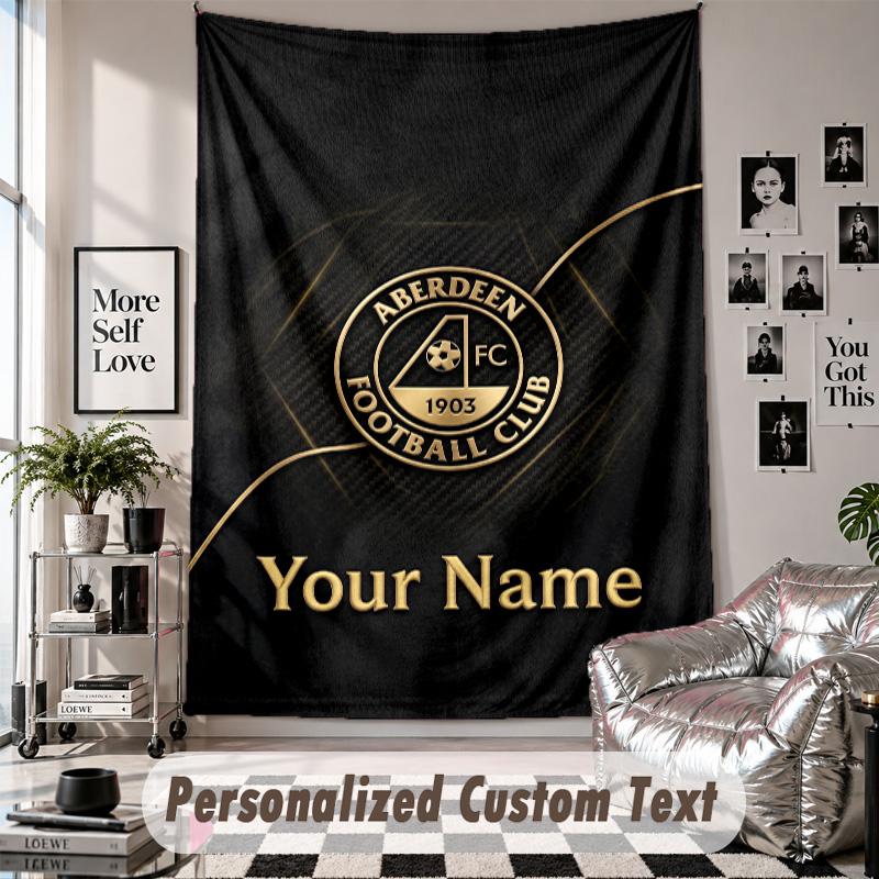 Custom Tapestry Wall Hanging, Aberdeen FC Personalized Name Text Home Wall Decor