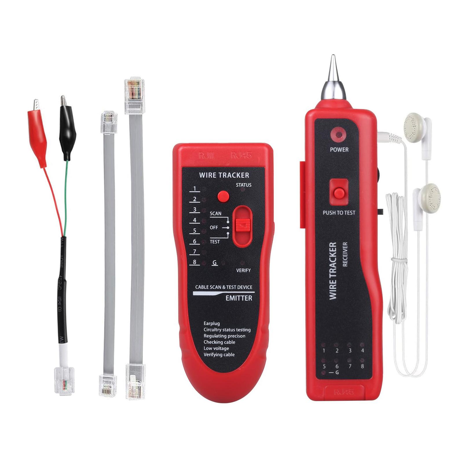 

LAN Тестер мережевих кабелів Cat5 Cat6 RJ45 UTP STP Line Finder Телефон Wire Tracker Tracer Діагностика Tone Distance Тестер кабелю червоний