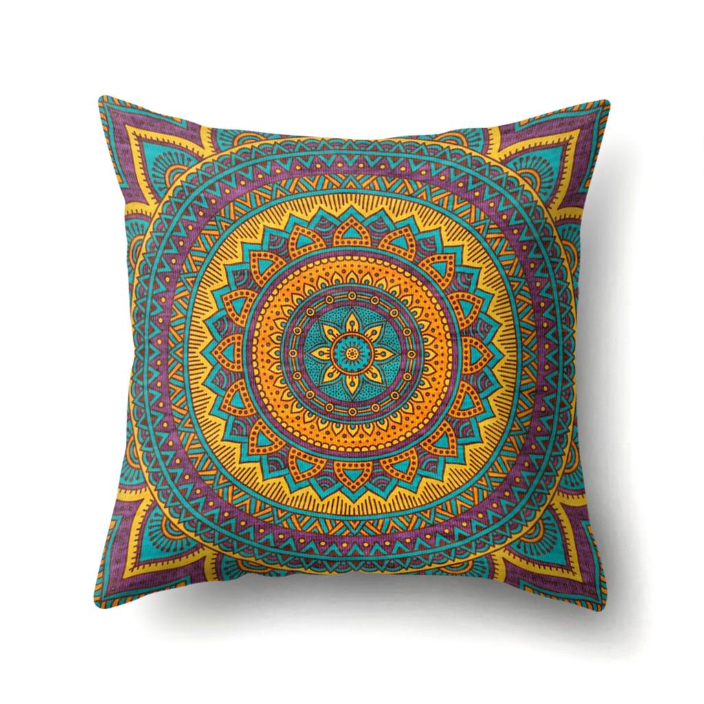Polyester Pillowcase Boho Mandala Flower Texture Pillowcase Home Soft Decoration