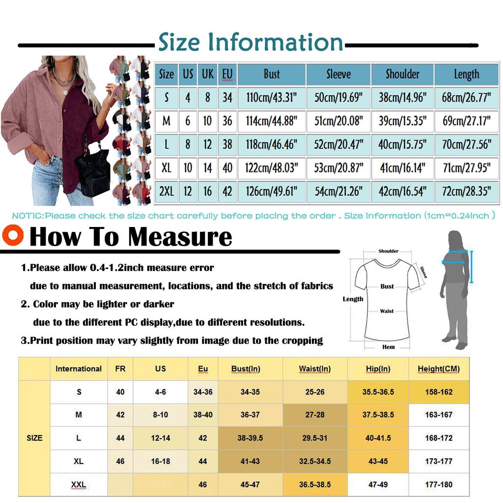 Women's Autumn And Winter Loose Corduroy Color Blocking Long-Sleeved Shirt Jacket