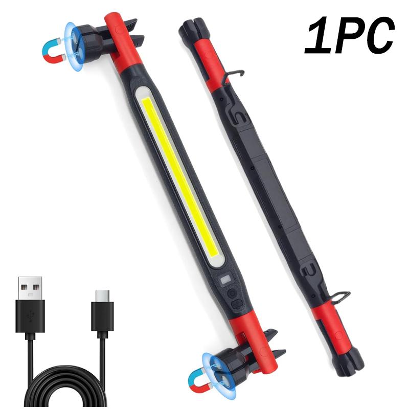 High Lumen Rechargeable LED Work Light Ideal for Car Emergency Repair Powerful Magnetic Flashlight with Hooks and Magnetic Base