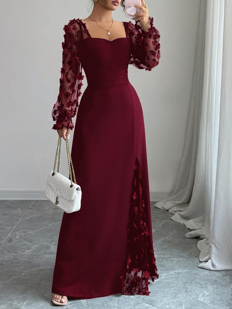 Elegant European Long Sleeve High-End Long Skirt for Women - 2025 Autumn/Winter