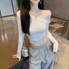 Pure Lace Splicing Diagonal Neck Long-sleeved T-shirt Women's Spring New Slim-fitting and Slim-looking Short Top