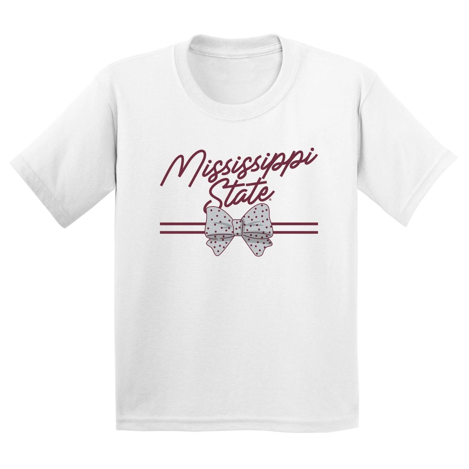 Mississippi State Bow Script Youth T-Shirt - White M