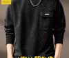 High-End Retro Jacquard Patchwork Raglan Sleeve Men's Sweatshirt - Autumn Heavyweight Trendy Round Neck Casual Top
