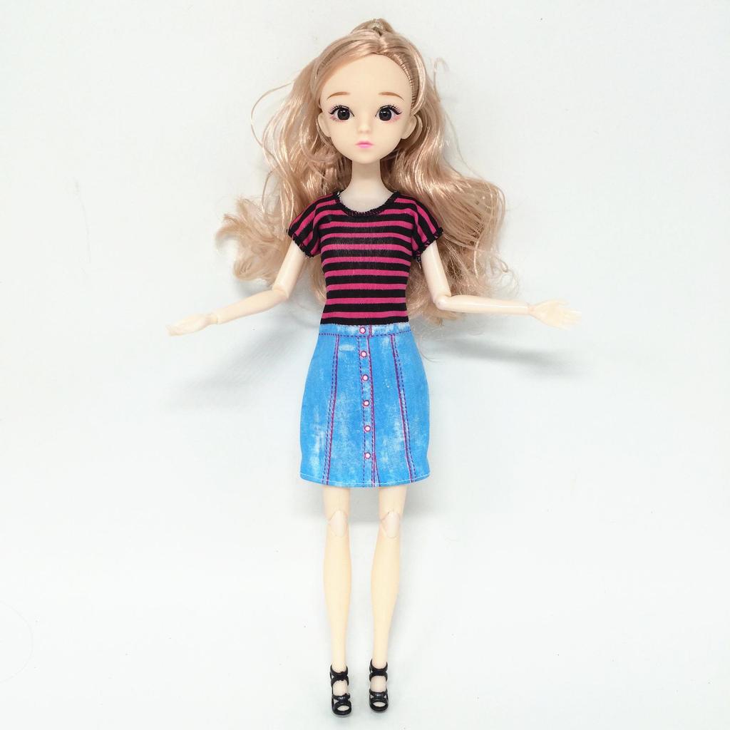 Set Păpușă de Modă: Accesorii 6 piese, 2 ținute, Fustă, Pantaloni, Pantaloni scurți