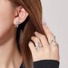 Unique Copper Star Shaped Open Ring With Full Rhinestone Meteor Earrings For Fashion