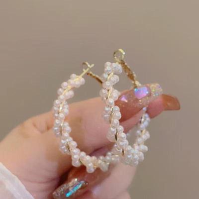 European & American Style Pearl Hoop Earrings: Fashionable, Bold & High-End Large Earrings for Women