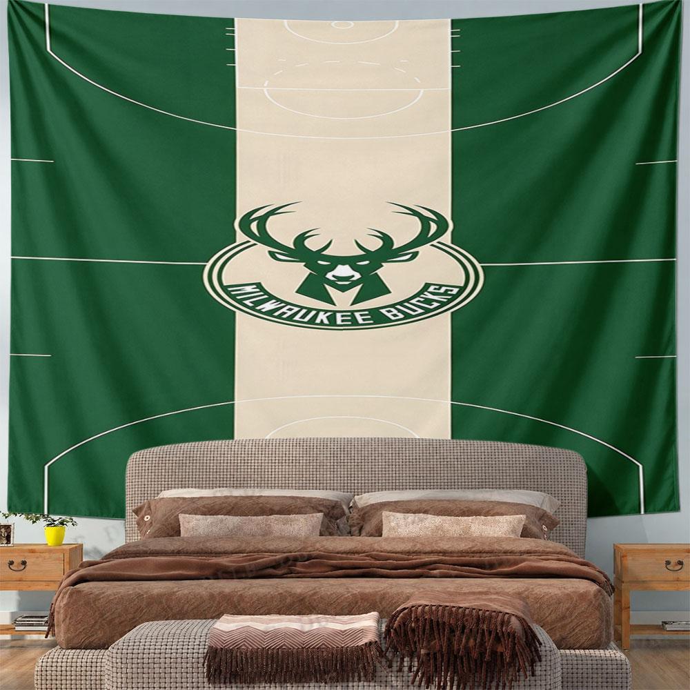 Milwaukee Bucks Basketball Court Decor Pattern Wall Hanging Tapestry Decorative Tapestry Home Decor for Bedroom and Living Room