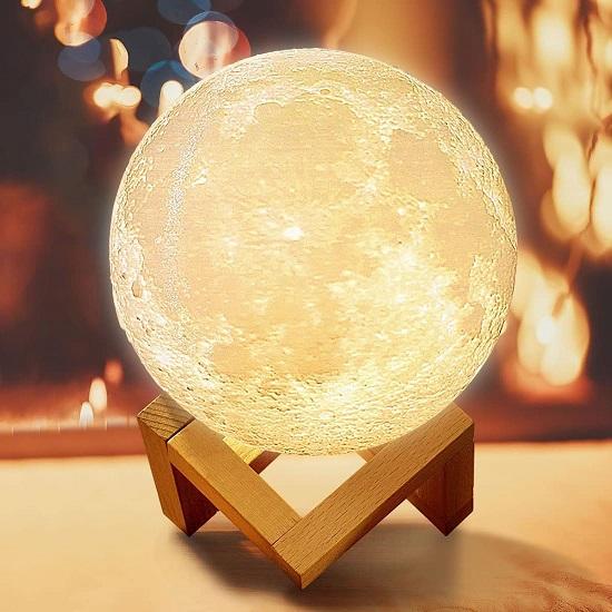 Moon Lamp 7 Colour Changeable Sensor Moon Night Light Lamp, Touch Control, Moonlight Lamp with Stand USB for Bedrooms Valentine