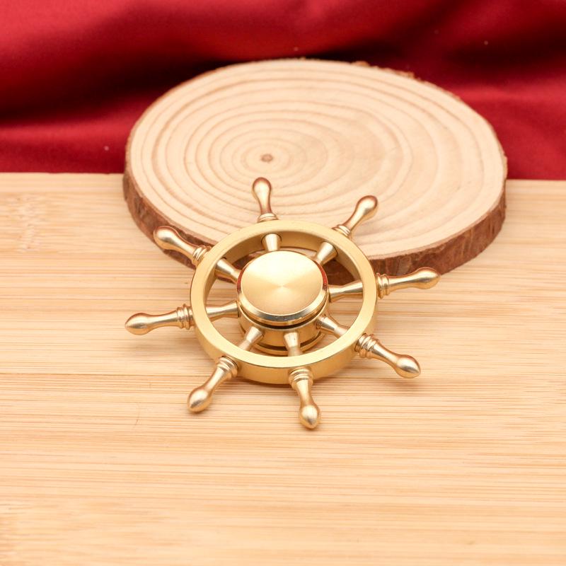 Brass Six-Sided Rotating Fortune Spinner Decompression Ornament