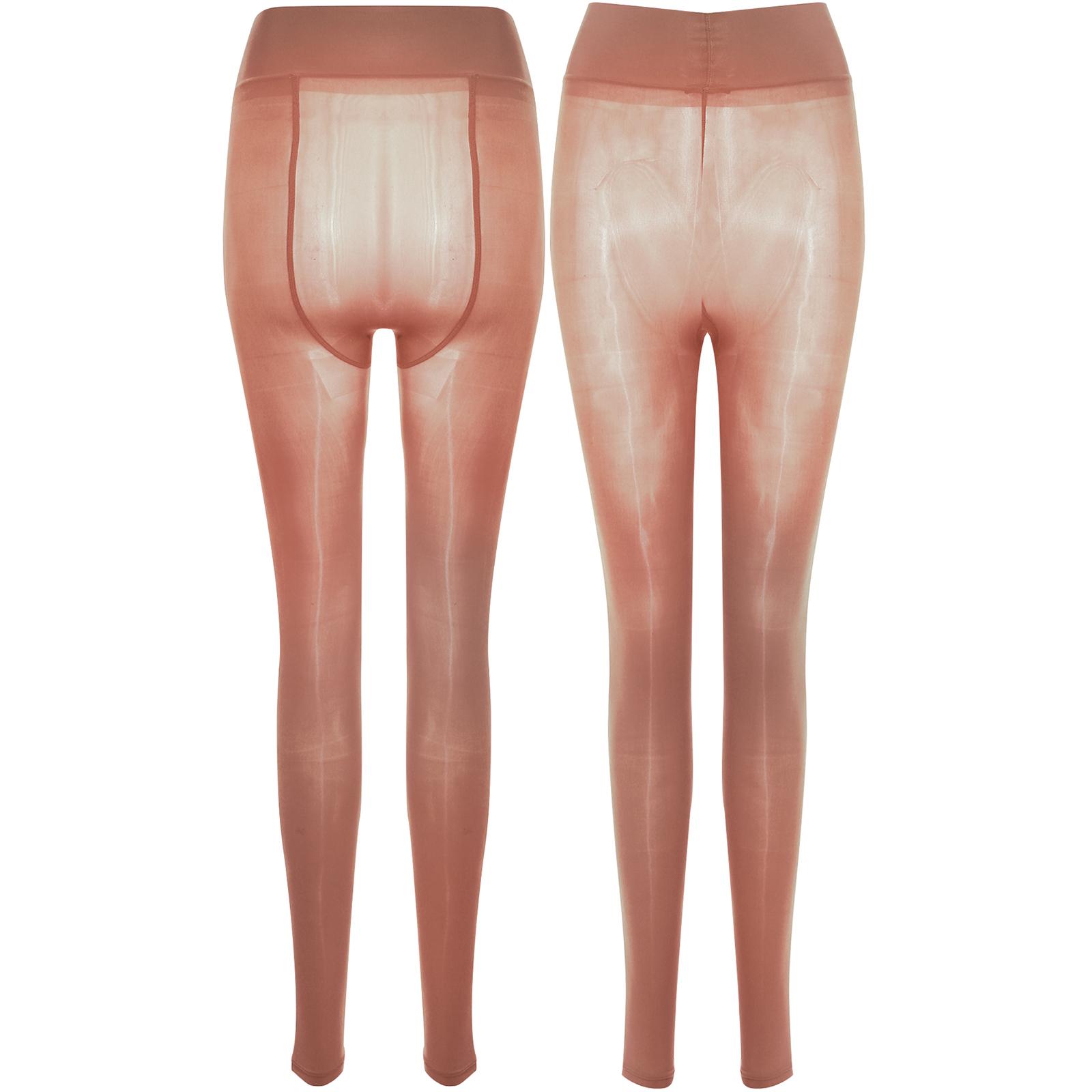 

Жіночі прозорі сітчасті легінси, блискучі скінні штани з високою посадкою, прозорі базові колготки One Size кавовий