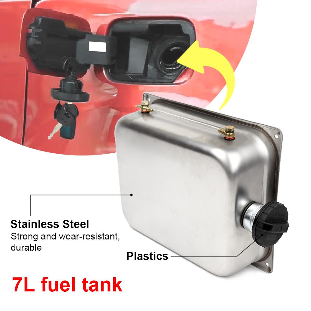 Serbatoio Carburante Riscaldatore da Parcheggio 7L Acciaio Inossidabile Fusto Olio Diesel Con Indicatore di Livello Olio Tappo Olio Auto Senza Chiave Accessori Riscaldatore