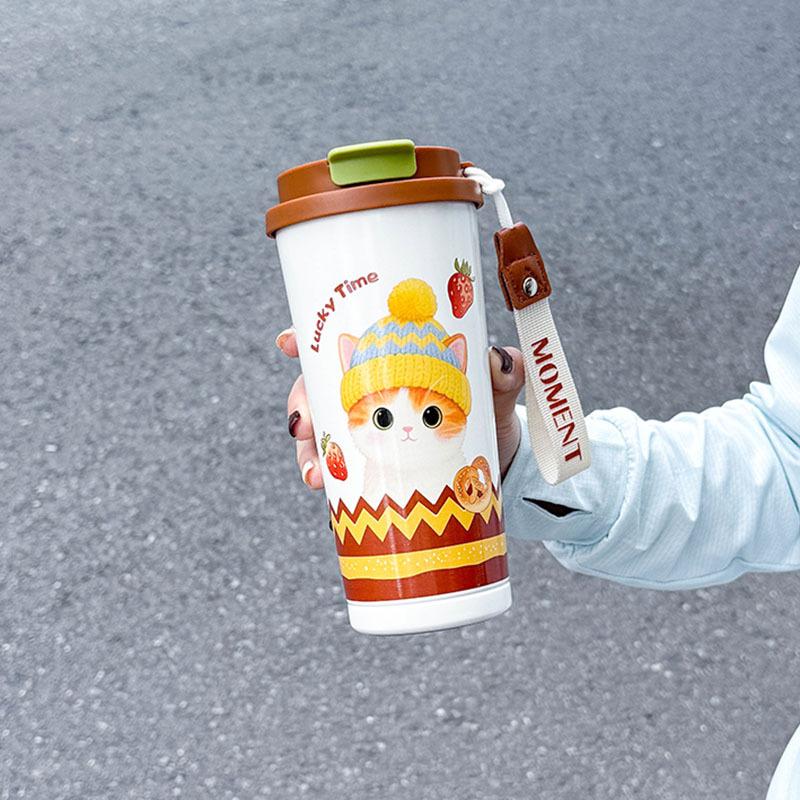 Kubek termiczny na kawę duża pojemność kubek studencki przenośny podwójna słomka kubek na wodę nowy dla dziewczyn wysoka wartość