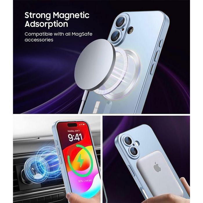 Coque de Téléphone - E.F.Connection - iPhone Air - Silicone Antidérapant Anneau Magnétique Bleu