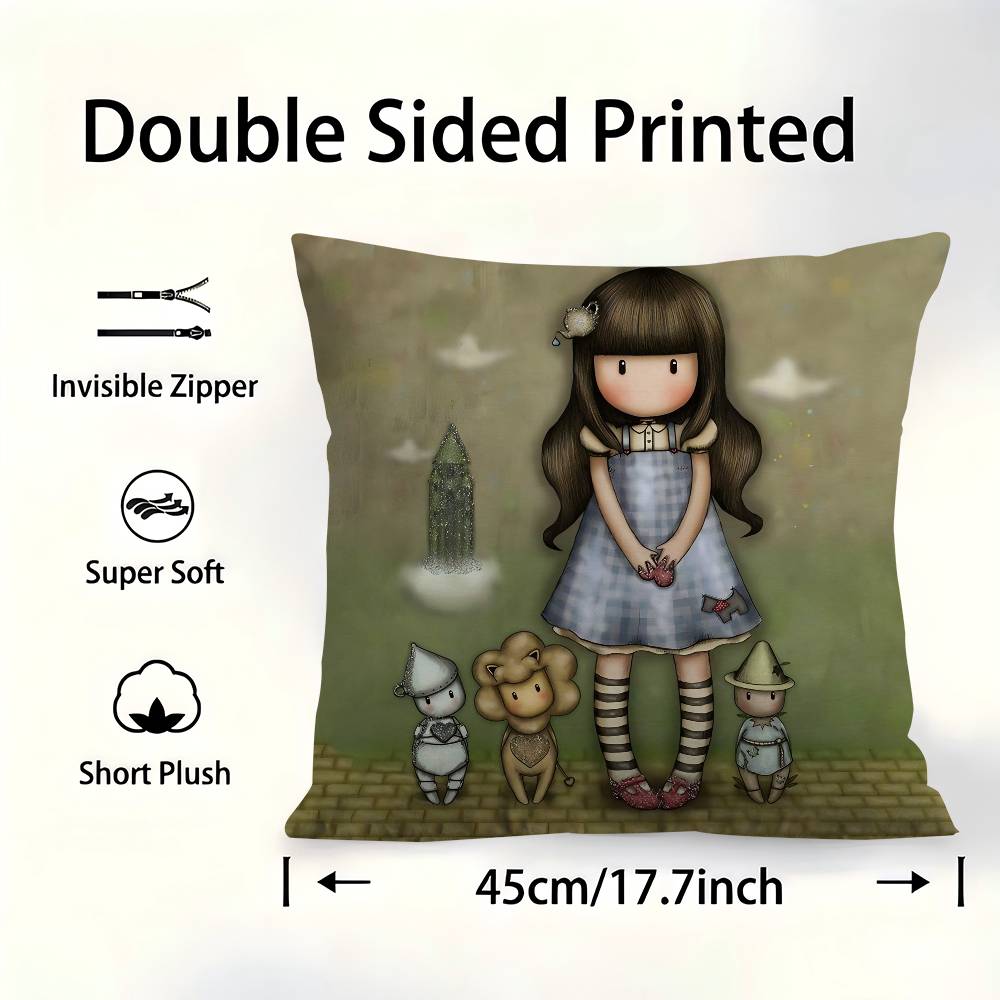 SSantoroGorjuss Cute Cartoon Girl Pillow Cover For Bedroom Room And Living Room Sofa Decorative Cushion Cover