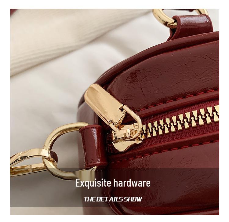 Women's 2025 Spring/Summer Textured Shell Bowling Bag - Versatile Crossbody Handbag