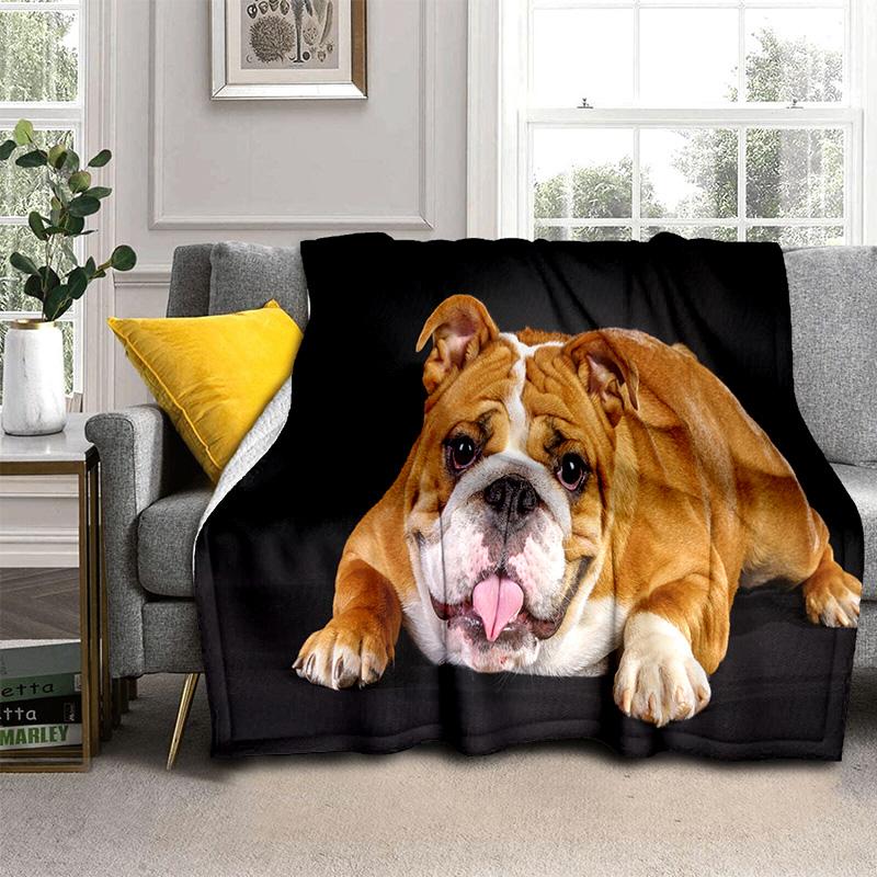 3D Francouzský Pit Bull Pes Domácí Mazlíček Kreslenádeka, Měkká Přehozovádeka pro Domov Ložnici Postel Pohovku Piknik Cestování Kancelář Krycídeka Děti
