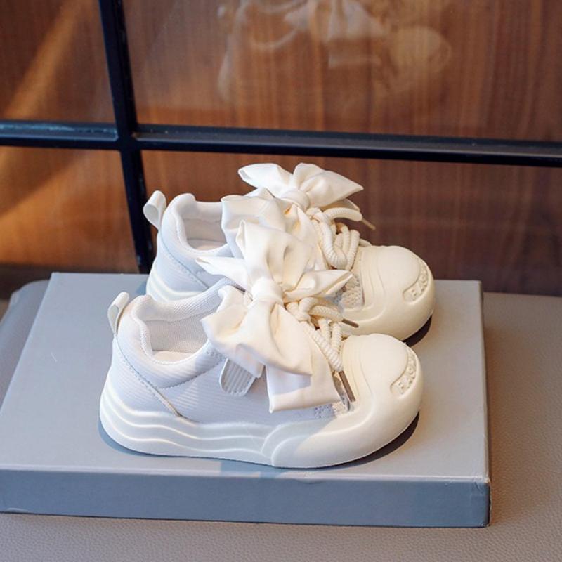 Fashion Versatile Girls Shoe Spring 2025new Kids Sneakers Soft Soled Girls' Bow Casual Shoes Anti Slip Child Canvas Shoe Zapatos