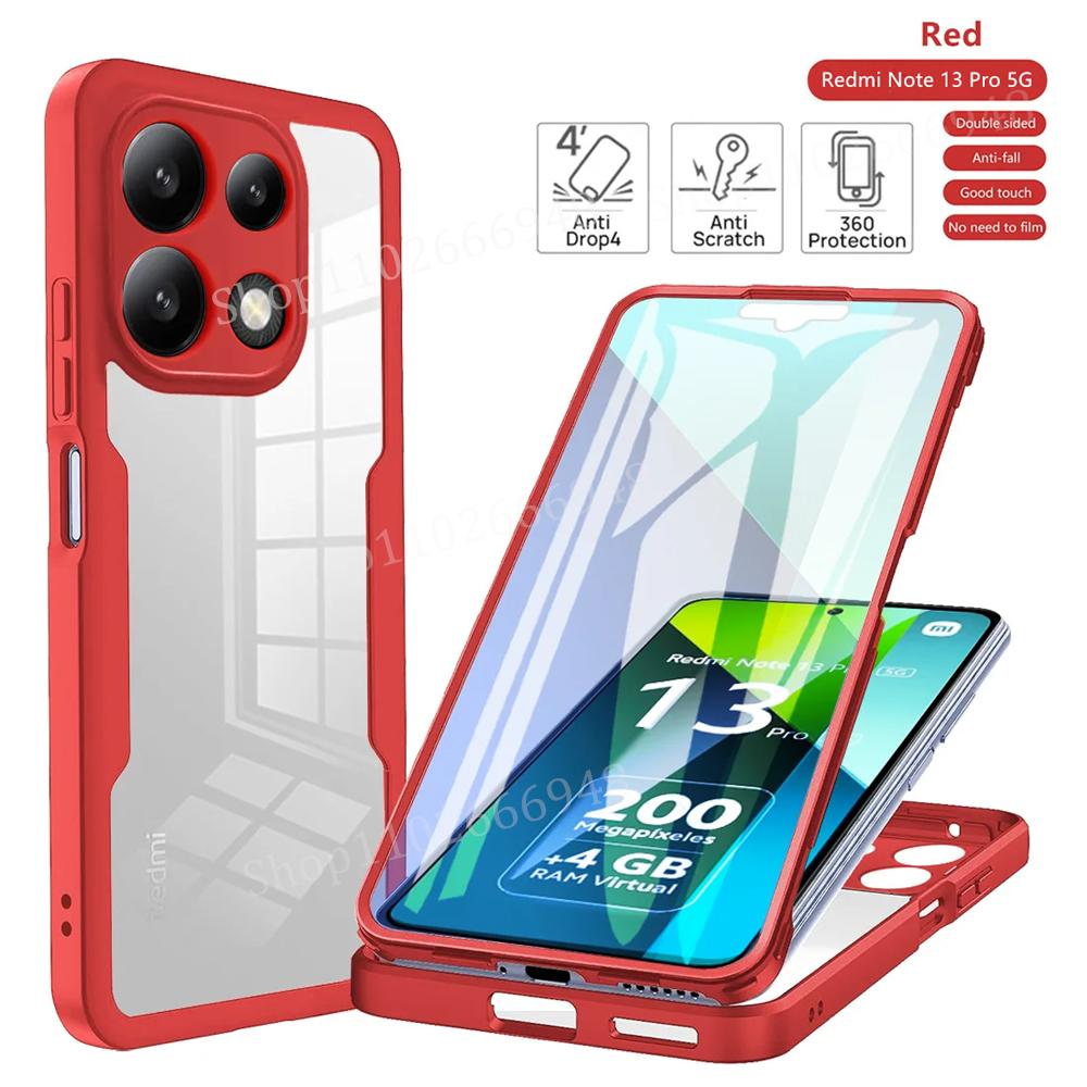 360 Full Cover Case For Xiaomi Redmi Note 13 14 12 11 10 Pro Plus 4G 5G Shockproof Clear Front Back Body Coverage Cover Carcasa