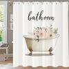 1 Stück Wasserdichter Polyester-Duschvorhang mit 12 Haken, Badevorhangstoff mit Aquarell-Fledermaus-Druck für das Badezimmer