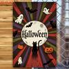 1pc 2D Flat Vintage Halloween Iron Sign  PumpkinMoon with Halloween Text Ideal for Living RoomGarden