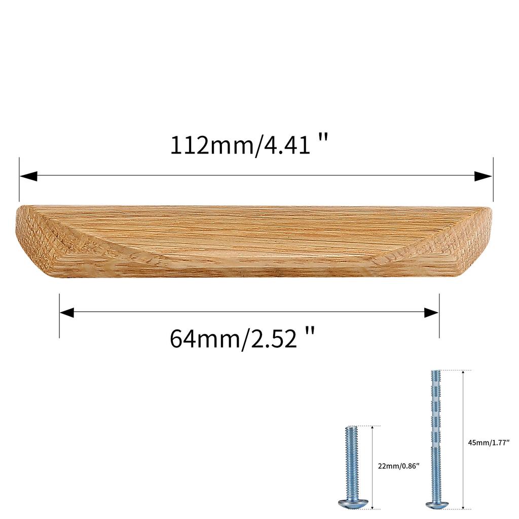 Wooden Pulls Wardrobe Door Handle Beech Wood Black Walnut Drawer Knob Cabinet Bedside Table Pull