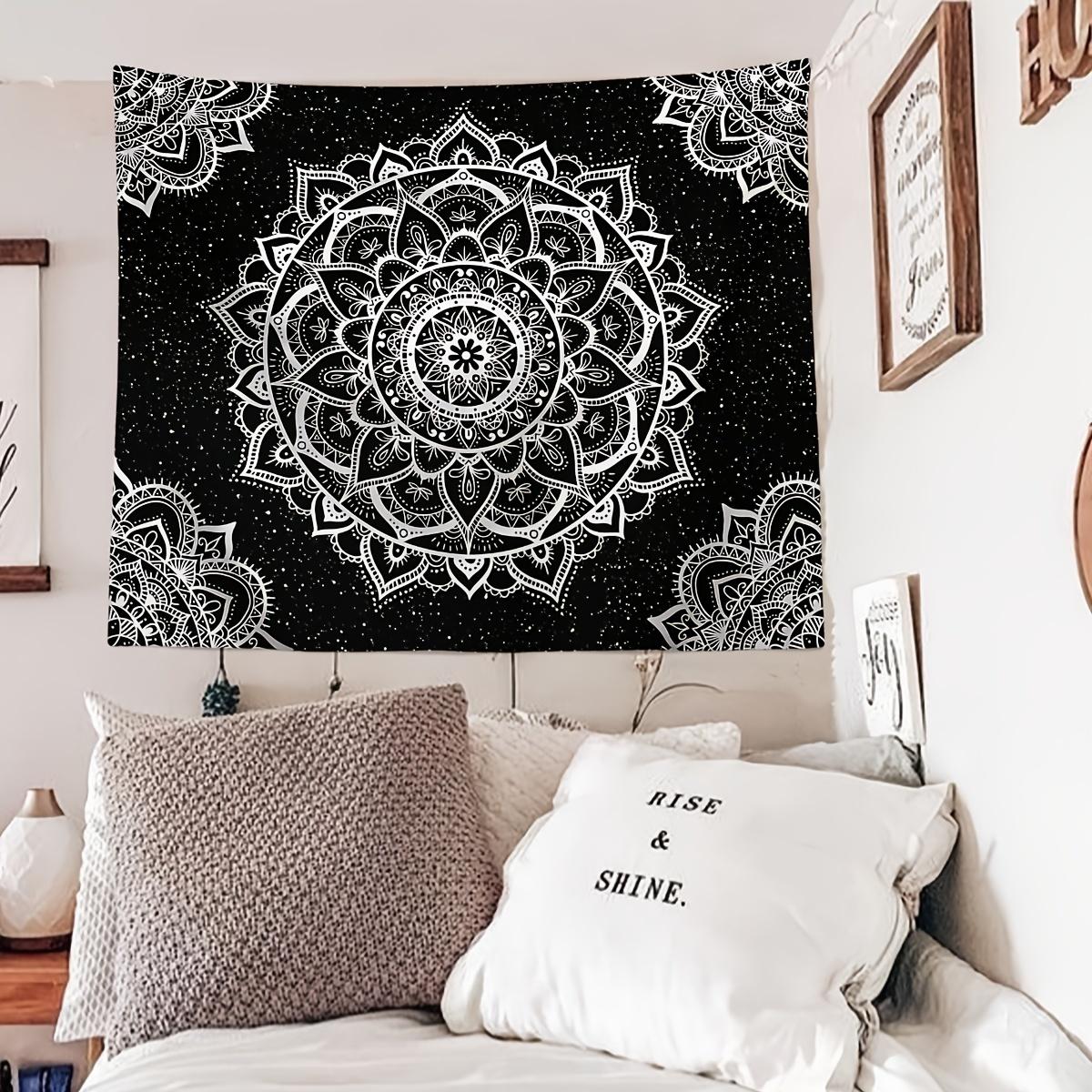 VIKAMA Черно-белый гобелен «Звездное небо мандалы» Бохо Декор для дома Настенный Подходит для гостиных и спален 74x94cm(29x37in)