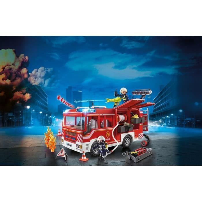 PLAYMOBIL 9464 Fourgon d'intervention des pompiers jaune avec canon à eau fonctionnel - City Action