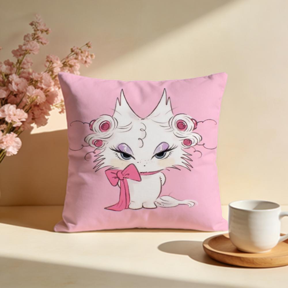 Soft Pink Kitten Cushion Cover Soft Pillow Cases for Home Bedroom Living Room Sofa