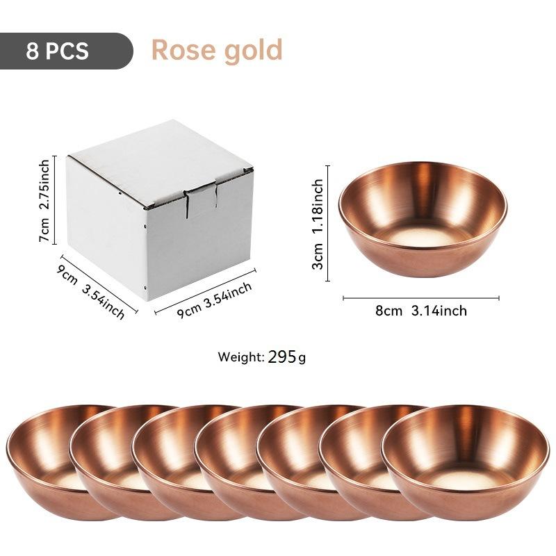 Set om 6 / 4 Små såsskålar i rostfritt stål Kryddserveringsbricka Kryddfat Sojaskål Specialporslin