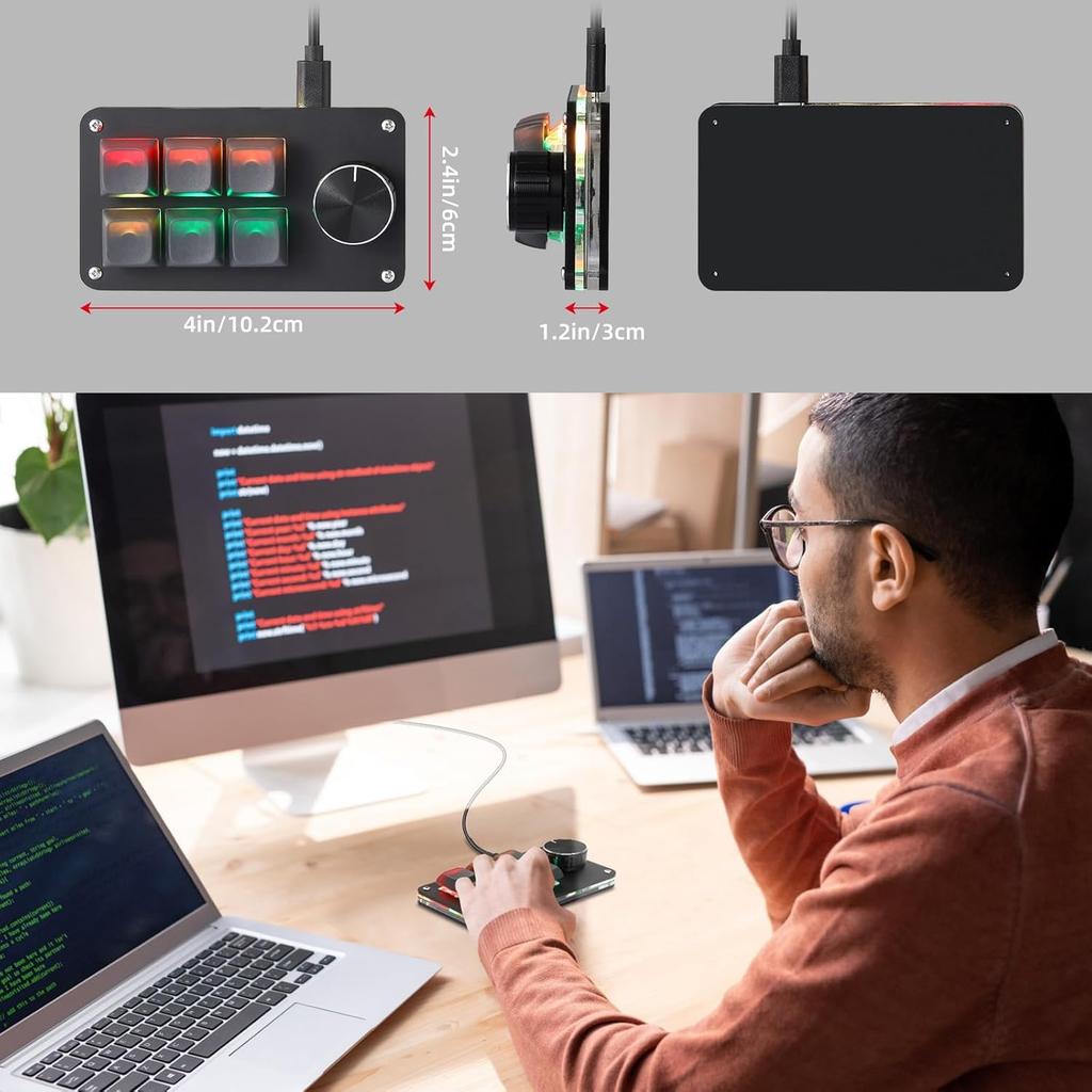 Koolertron Programmable Macro Keyboard with Macro Wired RGB Blue Compatible with Windows Compatible with Video and Improves Work Efficiency