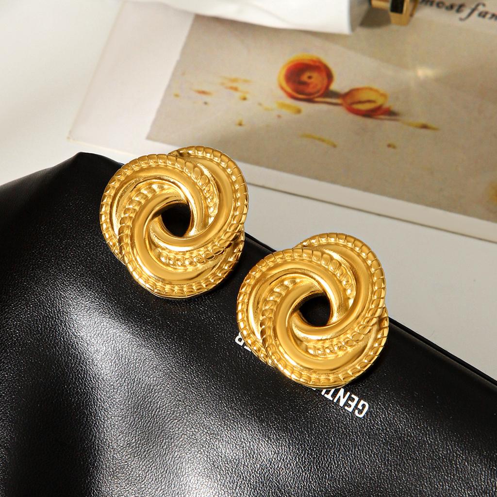 Gewindeohrringe nicht verblassend geometrisch Titanstahl Vintage Steckerohrringe für Damen Mode Schmuck leichter Luxus
