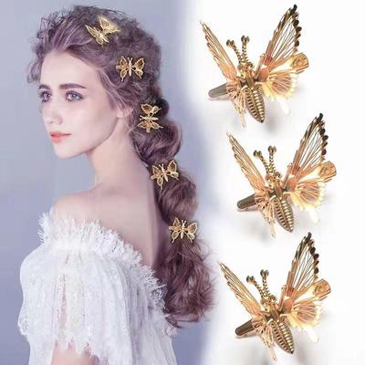 Orientalische pastorale Schmetterlings-Haarnadel: Dekorativer Haarclip im Retro-Stil aus Metall mit Entenschnabel